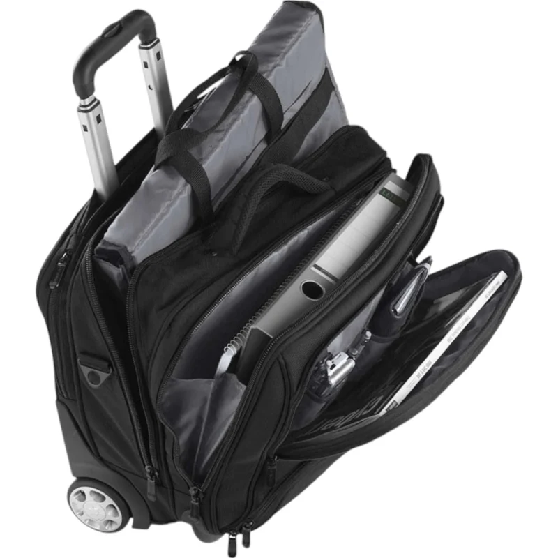 Dermata Businesstrolley aus Nylon mit Laptoptasche 44 cm -Schwarz
