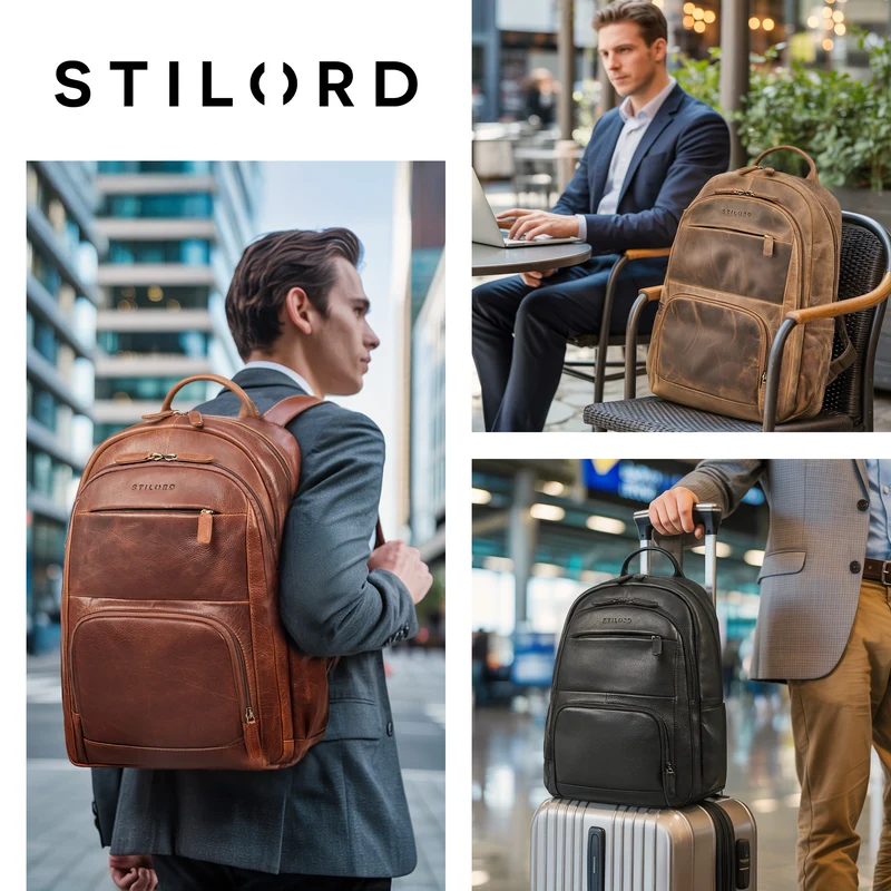 "Ramiro" Business Rucksack Herren Leder Laptoprucksack 15.6 - 16 Zoll