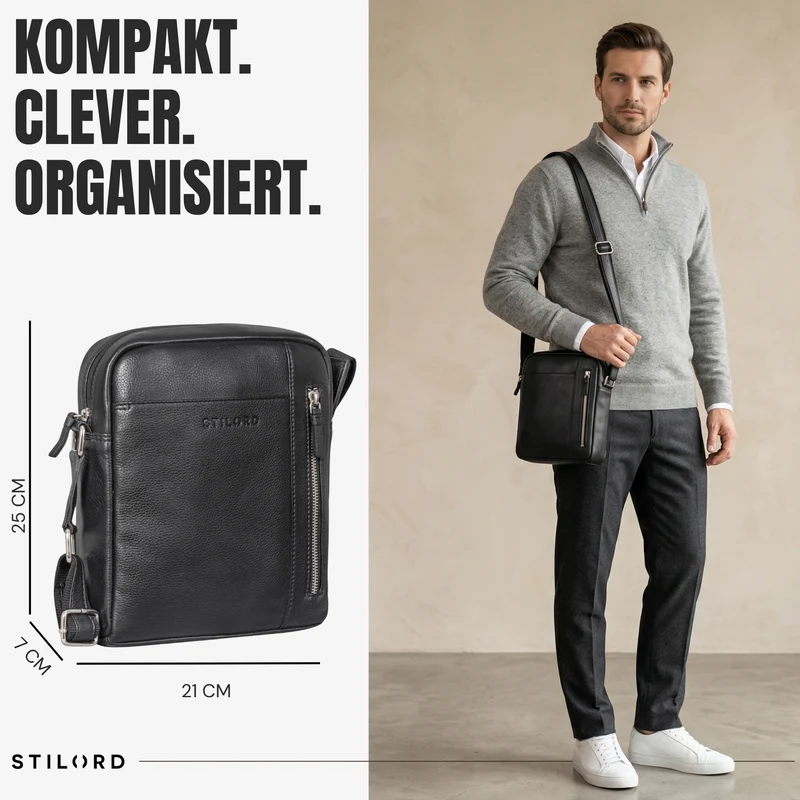 "Memphis" Kleine Ledertasche Umhängetasche Herren