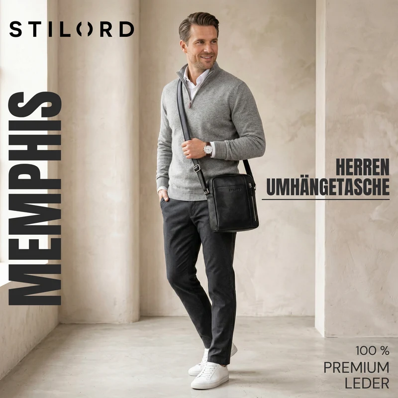 "Memphis" Kleine Ledertasche Umhängetasche Herren