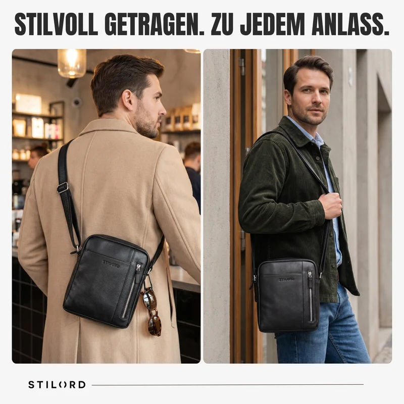 "Memphis" Kleine Ledertasche Umhängetasche Herren