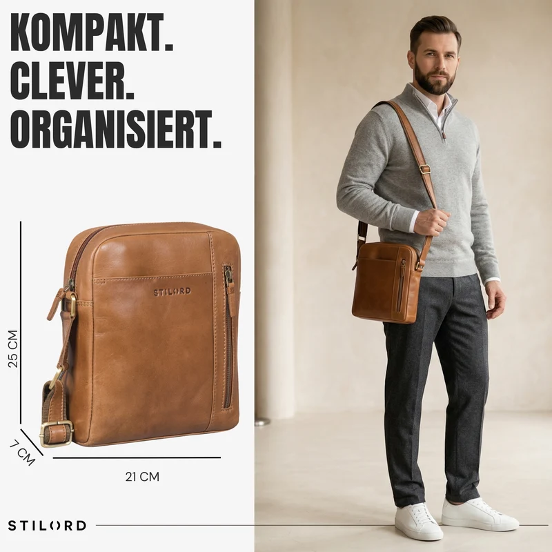 "Memphis" Kleine Ledertasche Umhängetasche Herren