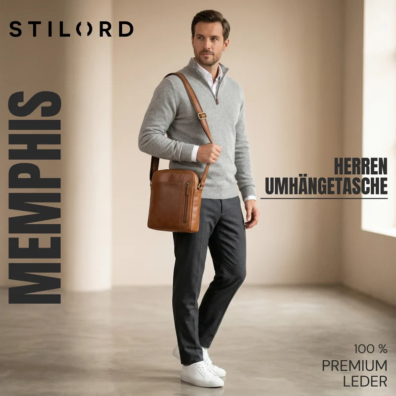 "Memphis" Kleine Ledertasche Umhängetasche Herren