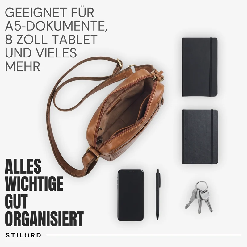 "Memphis" Kleine Ledertasche Umhängetasche Herren
