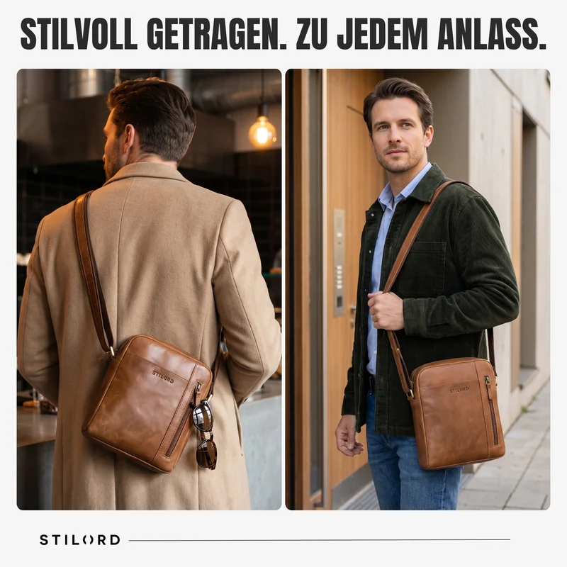 "Memphis" Kleine Ledertasche Umhängetasche Herren