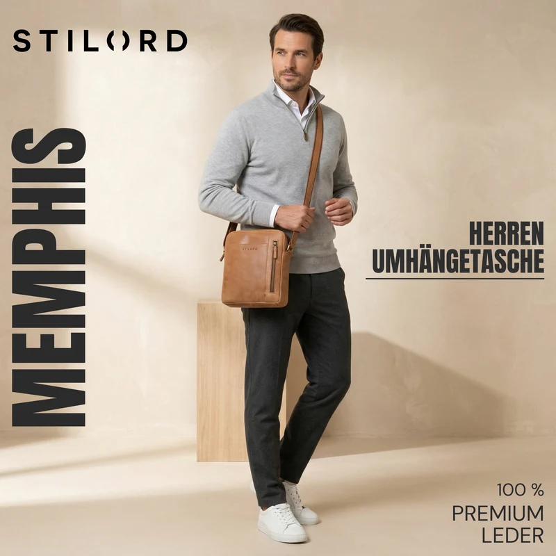 "Memphis" Kleine Ledertasche Umhängetasche Herren