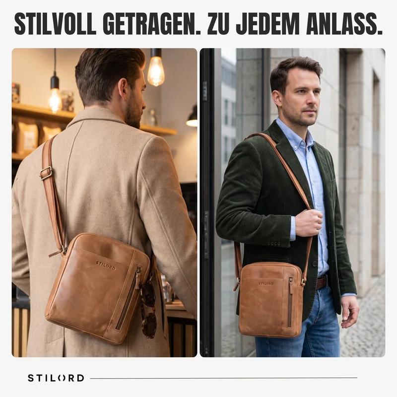 "Memphis" Kleine Ledertasche Umhängetasche Herren