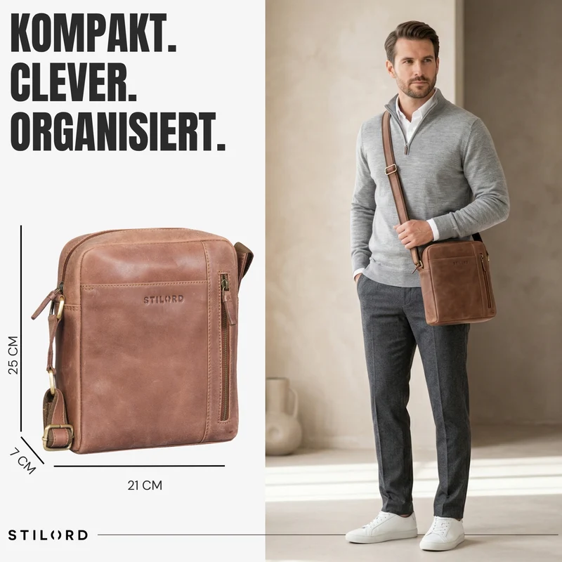 "Memphis" Kleine Ledertasche Umhängetasche Herren