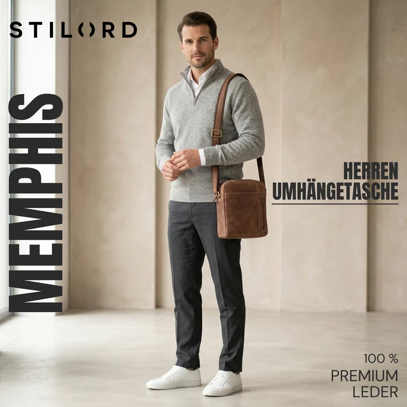 "Memphis" Kleine Ledertasche Umhängetasche Herren