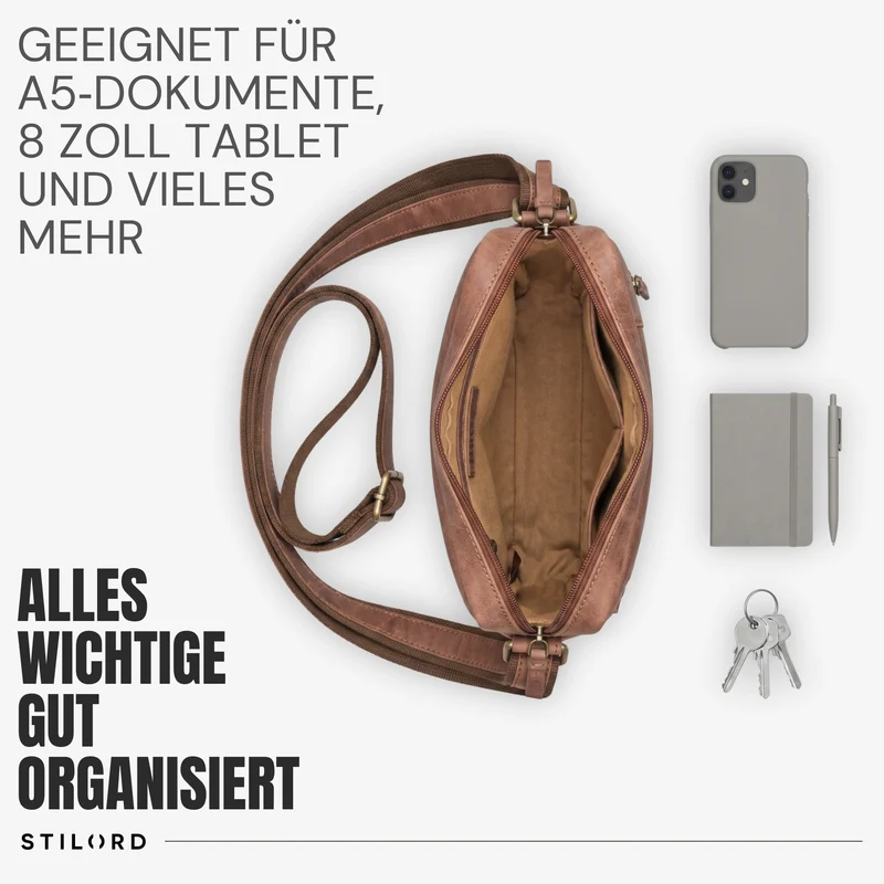 "Memphis" Kleine Ledertasche Umhängetasche Herren