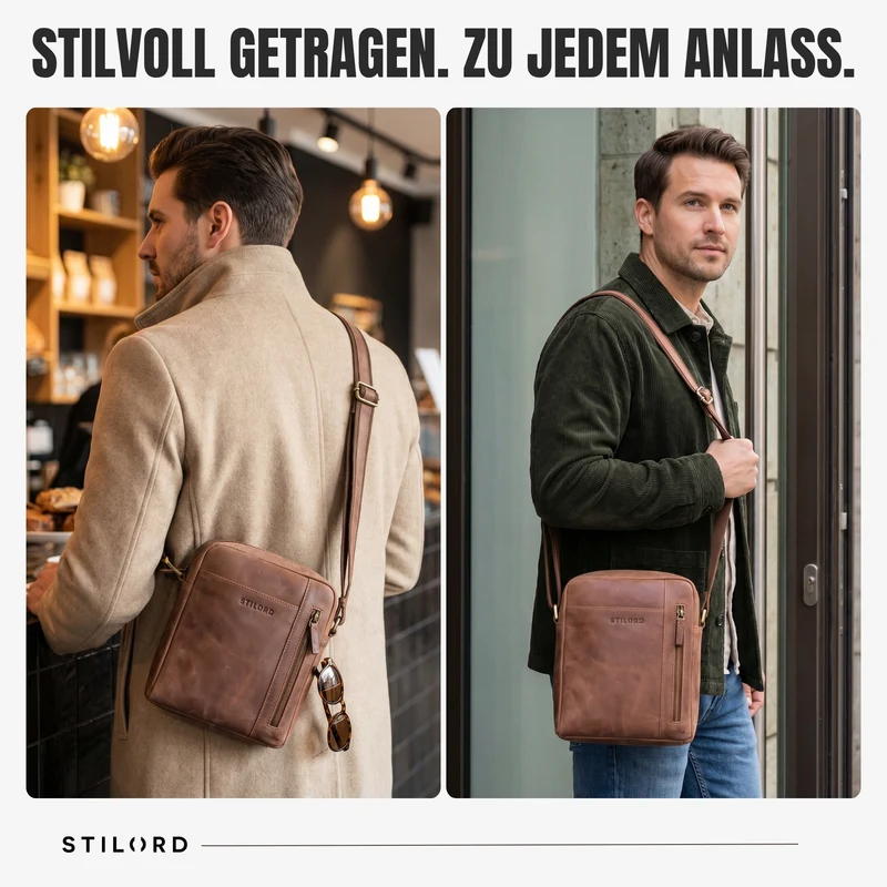 "Memphis" Kleine Ledertasche Umhängetasche Herren