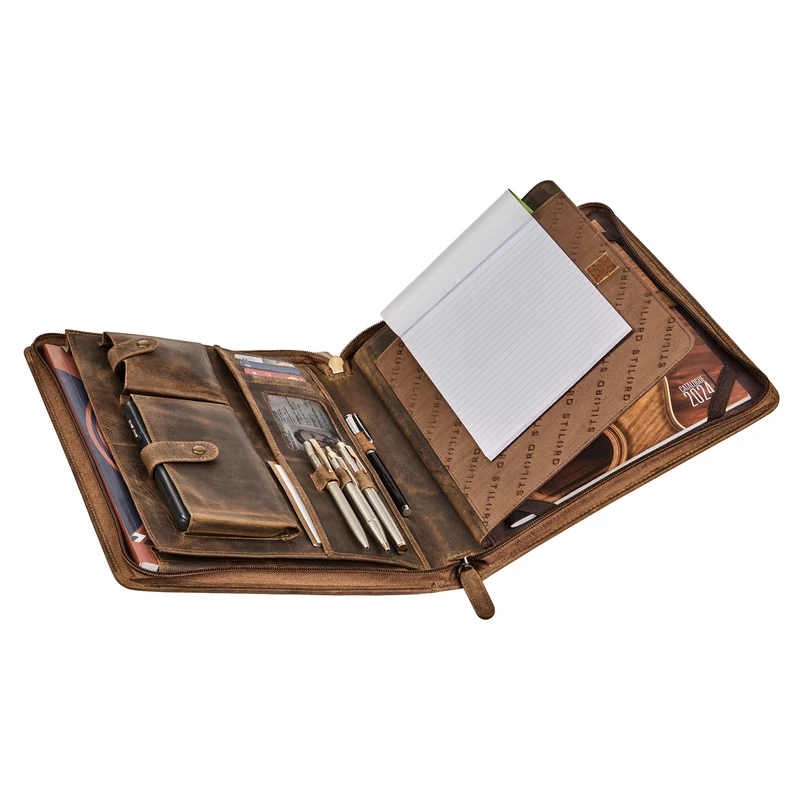 "Wesley" Elegante Dokumentenmappe A4 Leder mit Reißverschluss