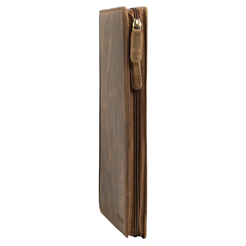 "Wesley" Elegante Dokumentenmappe A4 Leder mit Reißverschluss