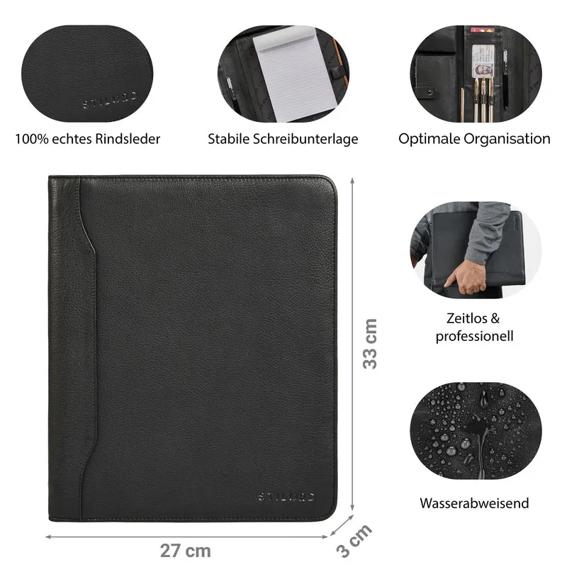 "Wesley" Elegante Dokumentenmappe A4 Leder mit Reißverschluss