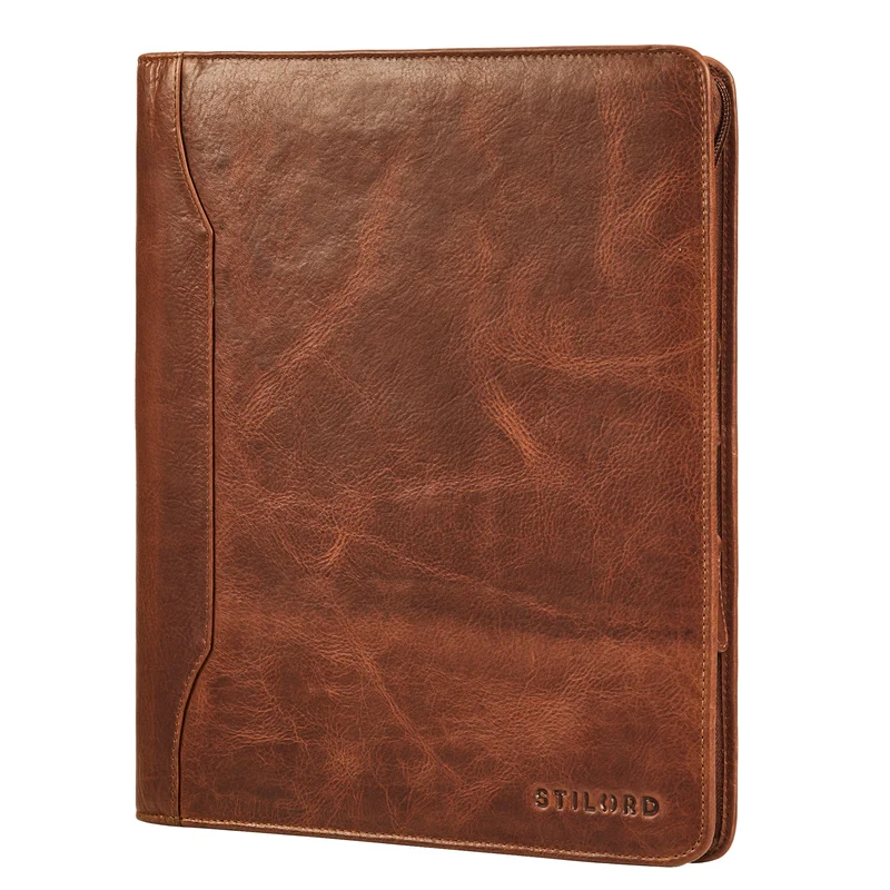 "Wesley" Elegante Dokumentenmappe A4 Leder mit Reißverschluss