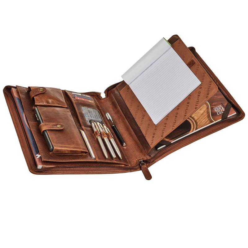 "Wesley" Elegante Dokumentenmappe A4 Leder mit Reißverschluss