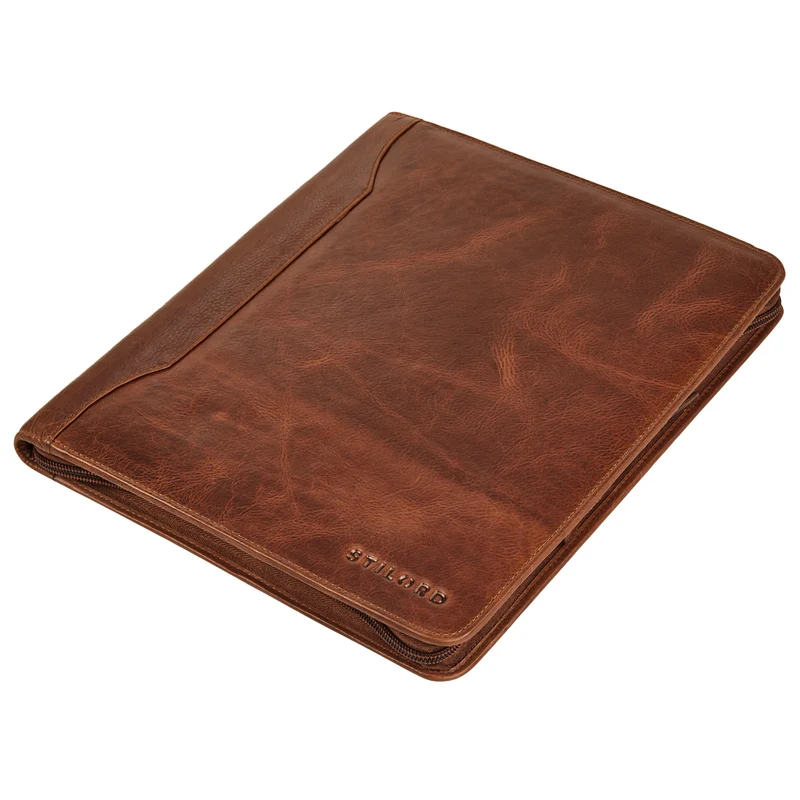 "Wesley" Elegante Dokumentenmappe A4 Leder mit Reißverschluss