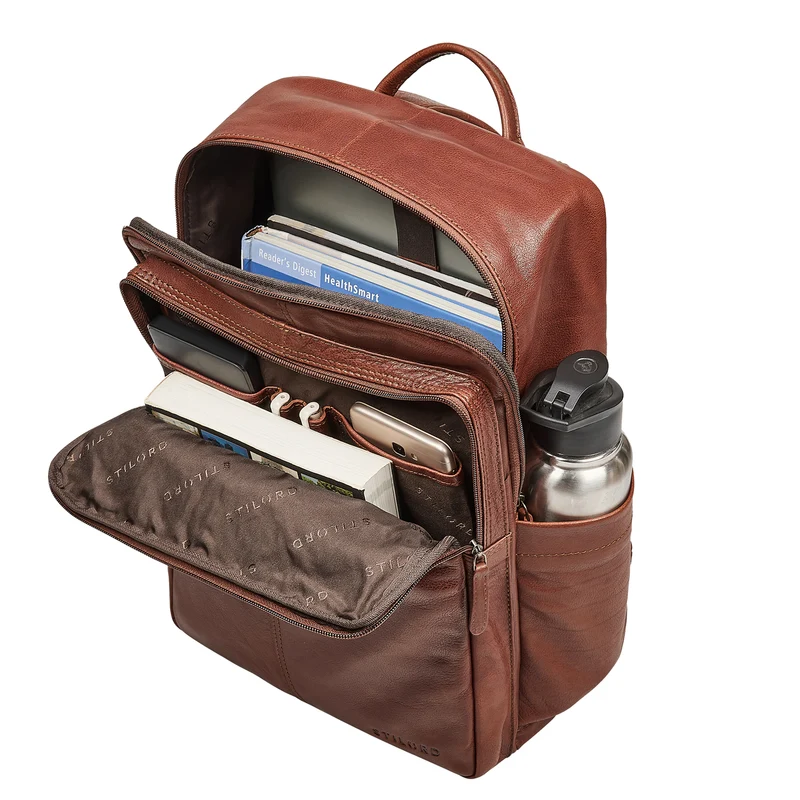 "Maurizio" Großer Leder Rucksack Herren Laptoprucksack 15,6 Zoll