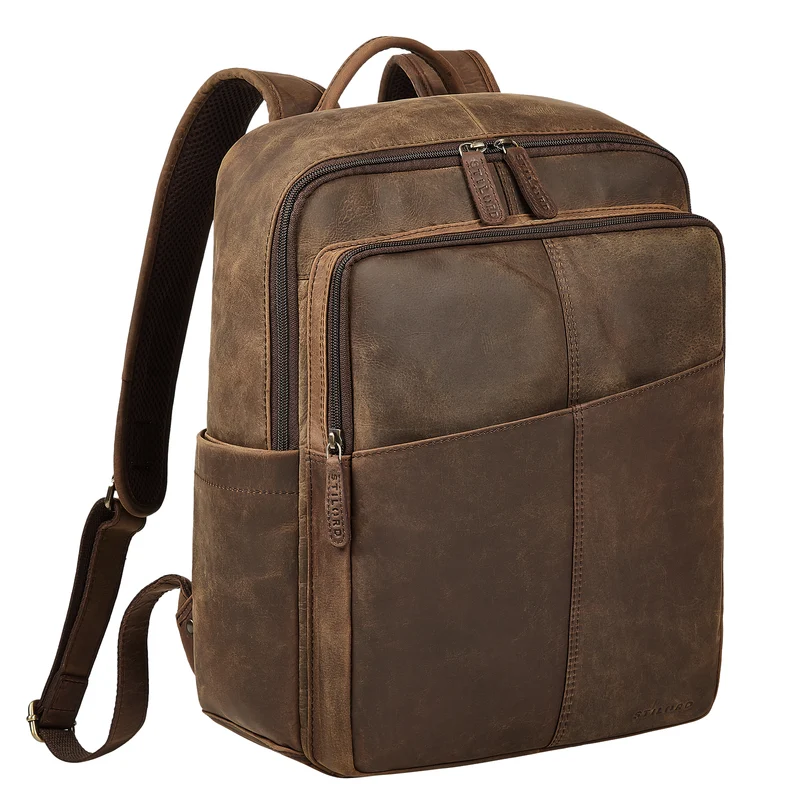 "Maurizio" Großer Leder Rucksack Herren Laptoprucksack 15,6 Zoll