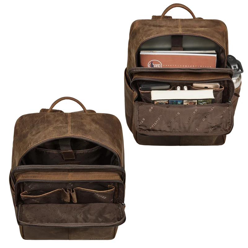"Maurizio" Großer Leder Rucksack Herren Laptoprucksack 15,6 Zoll