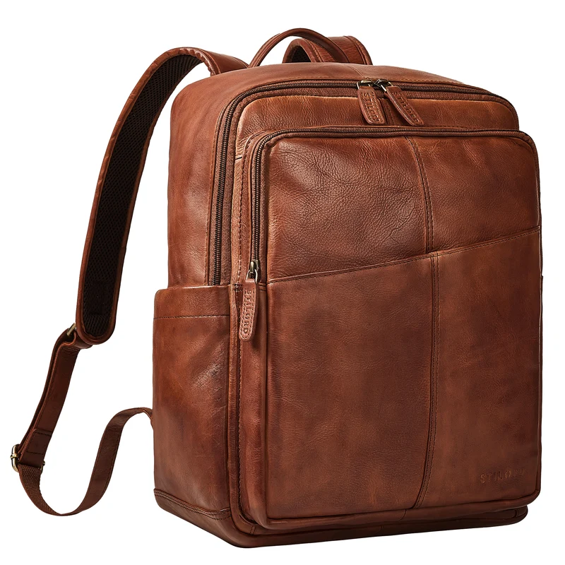 "Maurizio" Großer Leder Rucksack Herren Laptoprucksack 15,6 Zoll