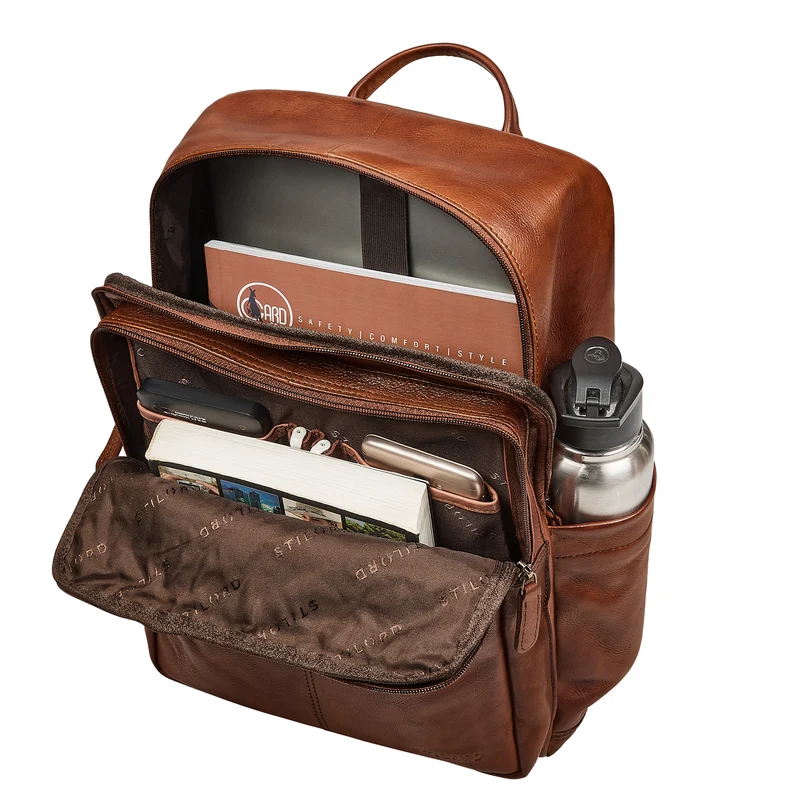 "Maurizio" Großer Leder Rucksack Herren Laptoprucksack 15,6 Zoll