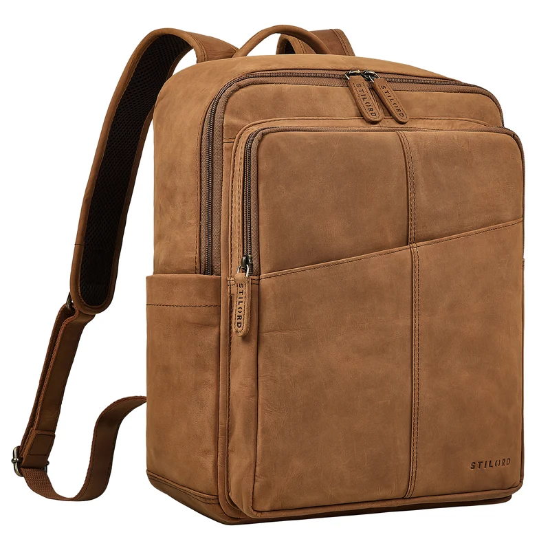 "Maurizio" Großer Leder Rucksack Herren Laptoprucksack 15,6 Zoll