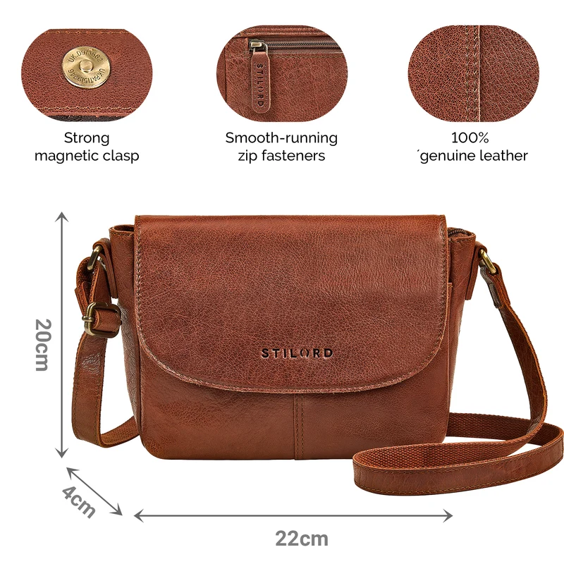 "Elowen" Stylishe Kleine Echtleder Umhängetasche für Damen