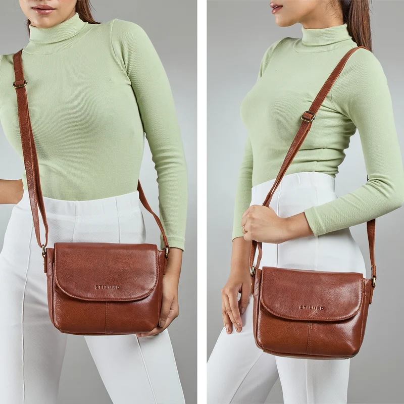 "Elowen" Stylishe Kleine Echtleder Umhängetasche für Damen