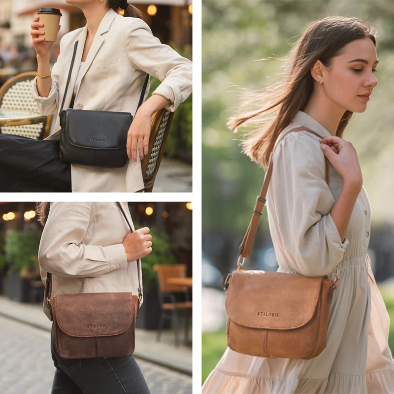 "Elowen" Stylishe Kleine Echtleder Umhängetasche für Damen