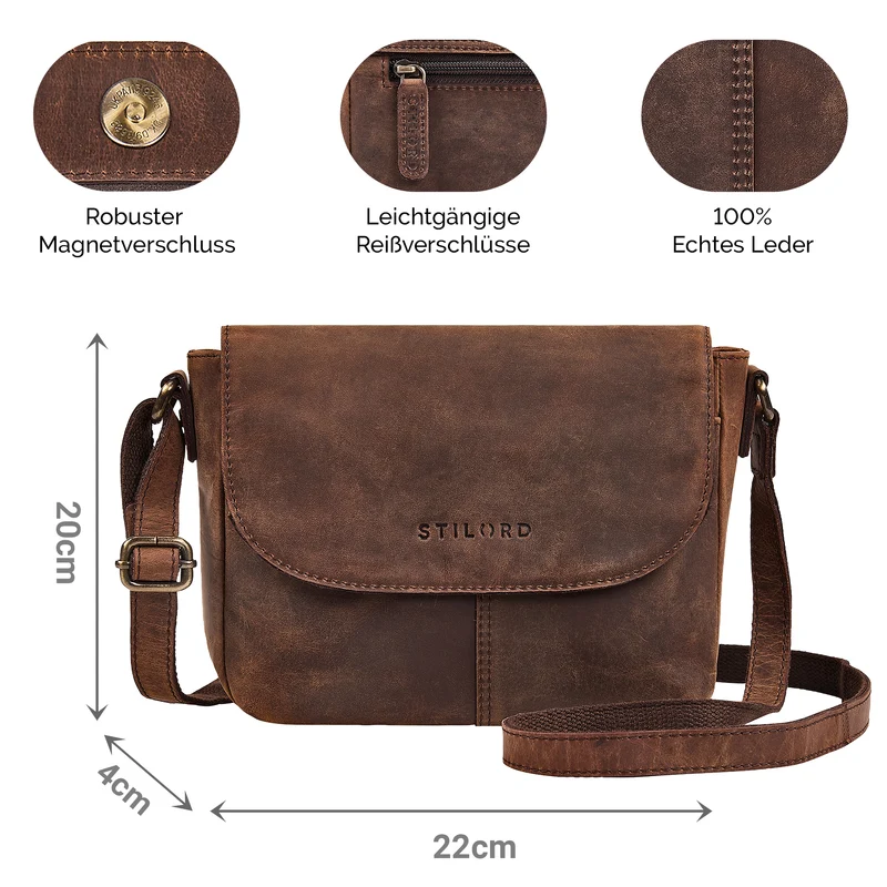 "Elowen" Stylishe Kleine Echtleder Umhängetasche für Damen