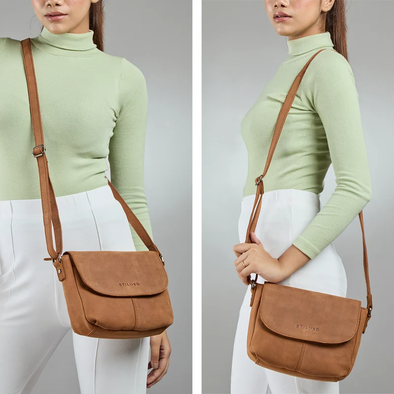"Elowen" Stylishe Kleine Echtleder Umhängetasche für Damen