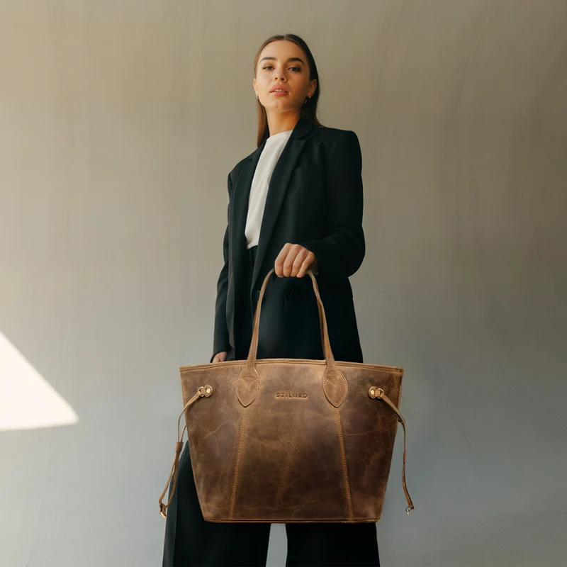 "Camelia" 2-Teilige Shopper Tasche Damen Groß mit Geldbörse Echtleder