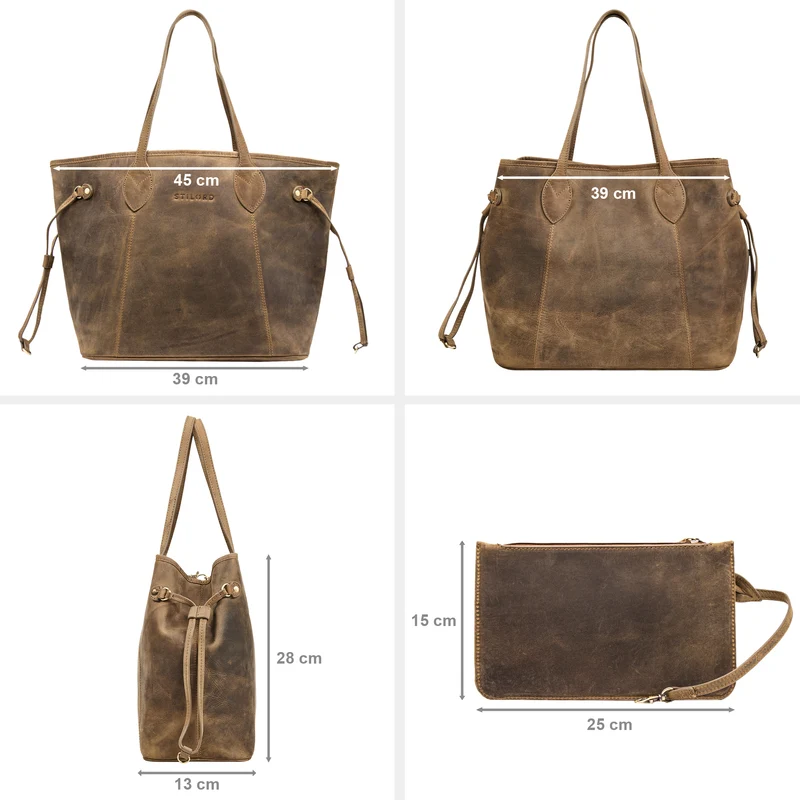 "Camelia" 2-Teilige Shopper Tasche Damen Groß mit Geldbörse Echtleder