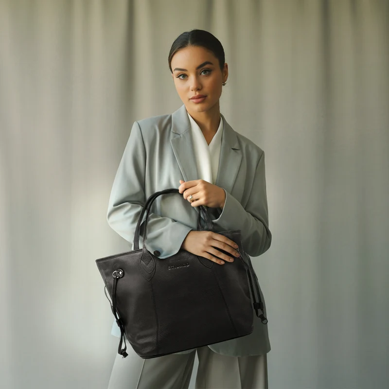 "Camelia" 2-Teilige Shopper Tasche Damen Groß mit Geldbörse Echtleder