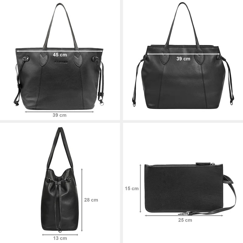 "Camelia" 2-Teilige Shopper Tasche Damen Groß mit Geldbörse Echtleder