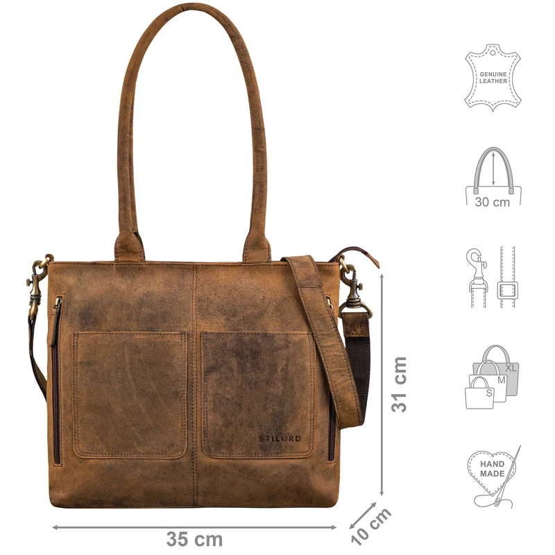 "Merry" 3in1 Vintage Shopper Leder Handtasche Damen Große Henkeltasche