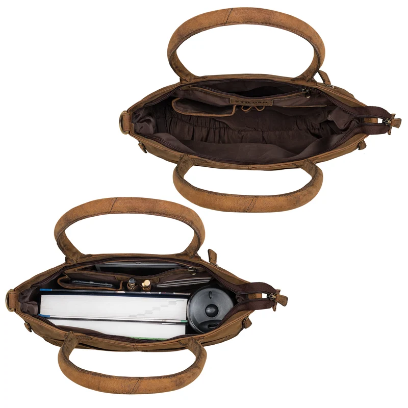 "Merry" 3in1 Vintage Shopper Leder Handtasche Damen Große Henkeltasche