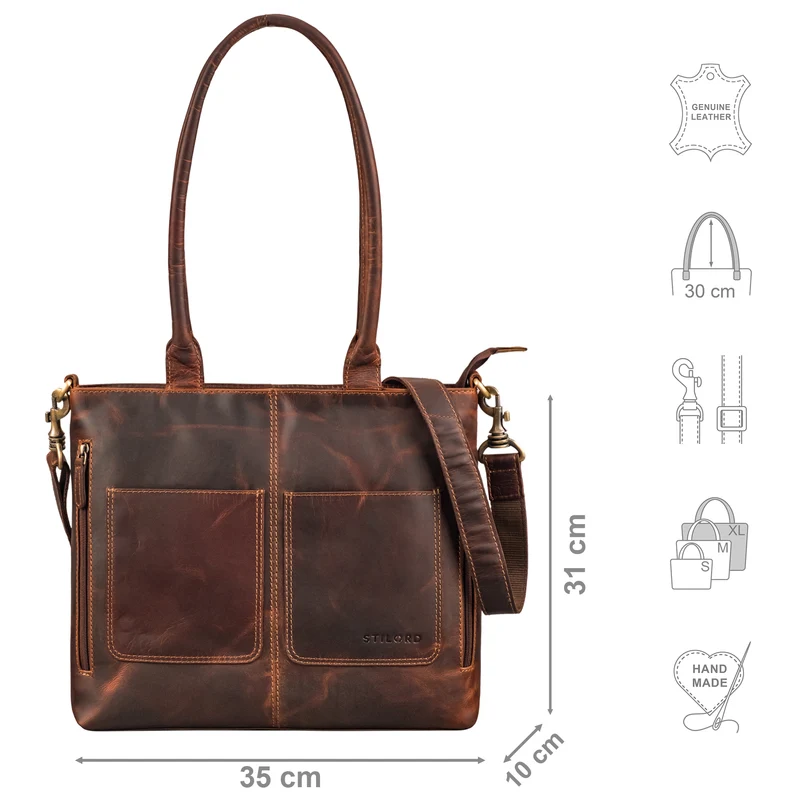 "Merry" 3in1 Vintage Shopper Leder Handtasche Damen Große Henkeltasche