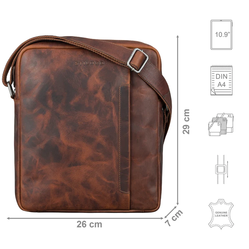 "Sergio" Ledertasche Herren Umhängetasche mittelgroß Tablet 11 Zoll