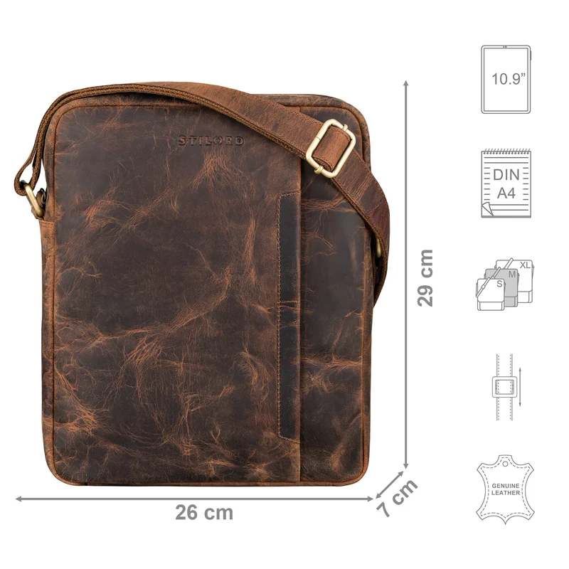 "Sergio" Ledertasche Herren Umhängetasche mittelgroß Tablet 11 Zoll
