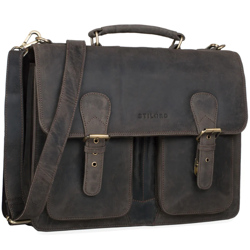 "Denver" Vintage Aktentasche Herren Leder XL für 15.6 Zoll Laptop