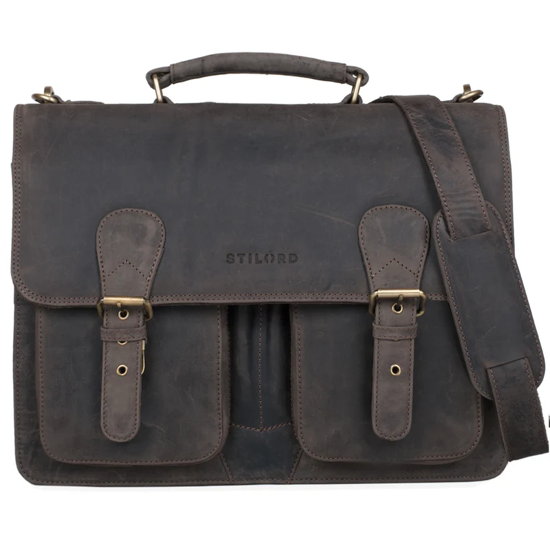 "Denver" Vintage Aktentasche Herren Leder XL für 15.6 Zoll Laptop