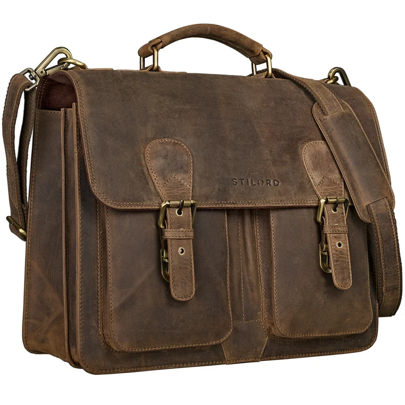 "Denver" Vintage Aktentasche Herren Leder XL für 15.6 Zoll Laptop