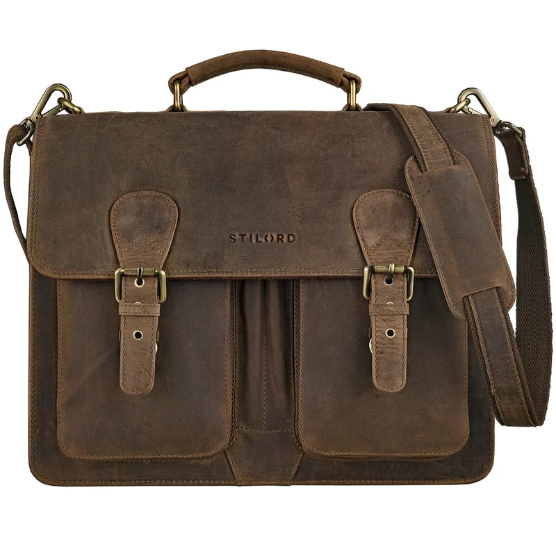 "Denver" Vintage Aktentasche Herren Leder XL für 15.6 Zoll Laptop