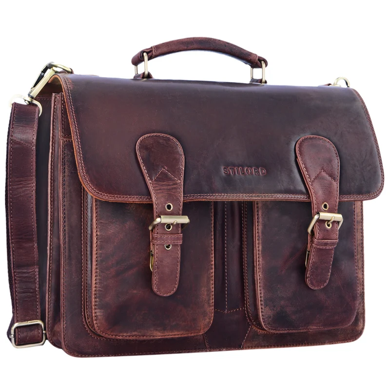 "Denver" Vintage Aktentasche Herren Leder XL für 15.6 Zoll Laptop