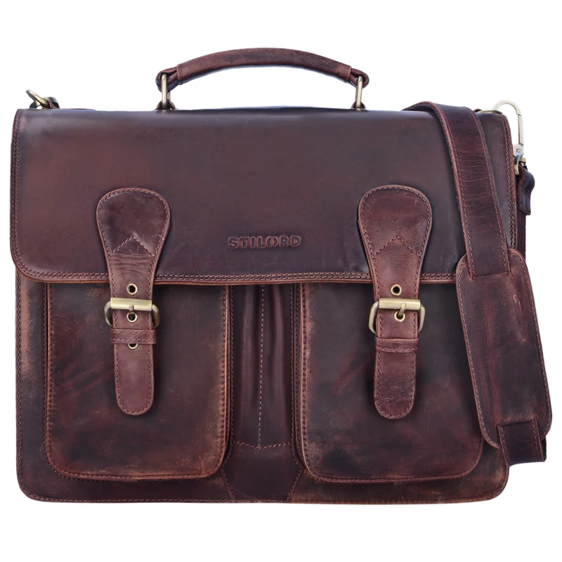 "Denver" Vintage Aktentasche Herren Leder XL für 15.6 Zoll Laptop