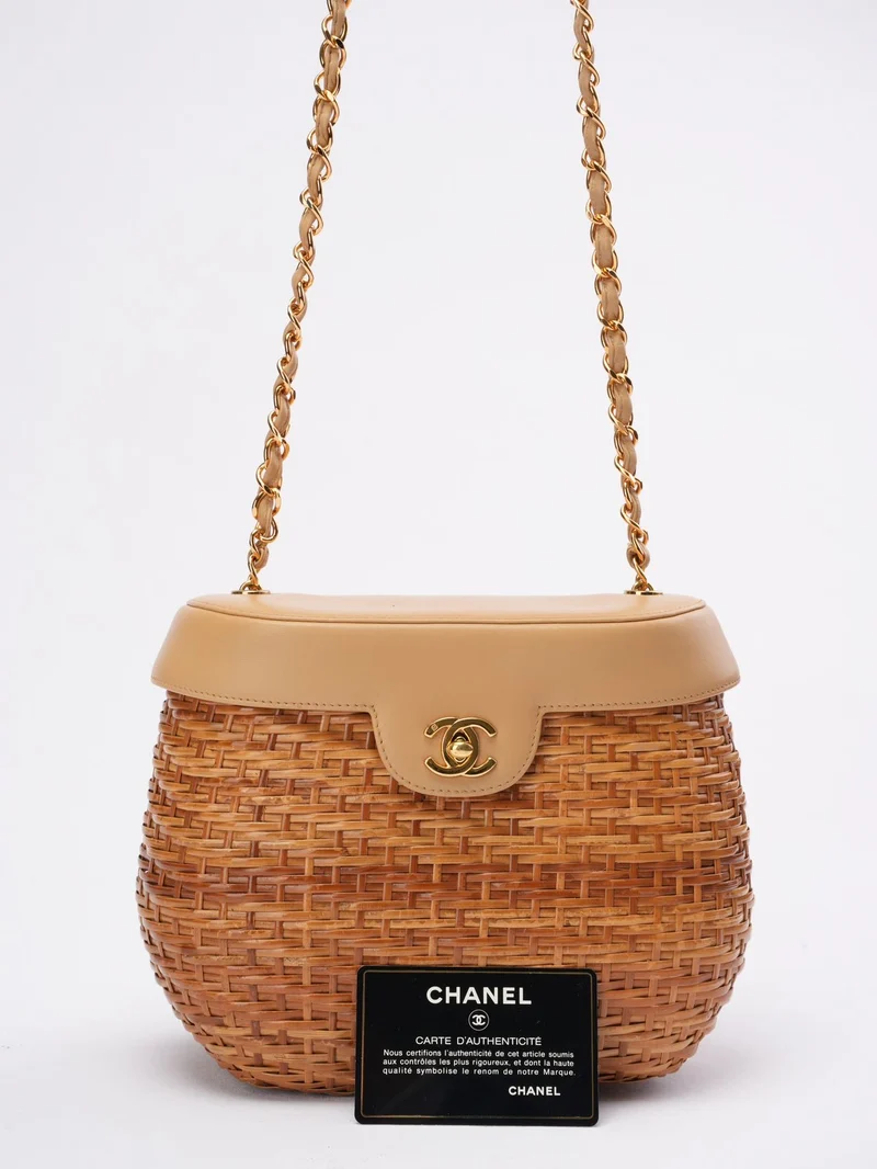 Chanel Vintage Weidenkorb-Umhängetasche 1990er