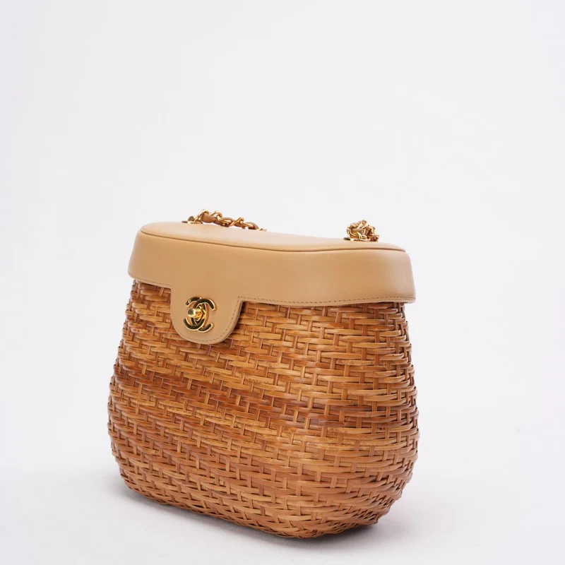 Chanel Vintage Weidenkorb-Umhängetasche 1990er