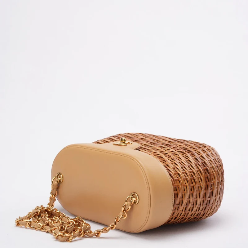Chanel Vintage Weidenkorb-Umhängetasche 1990er